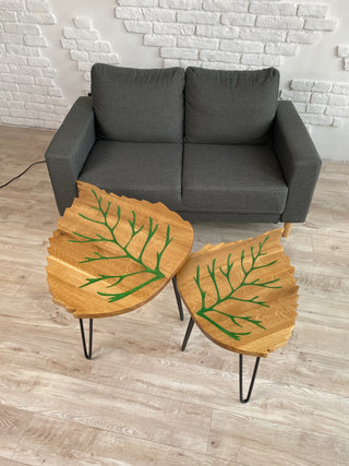 Set of 2 Small Nesting Coffee Tables (Leaves)