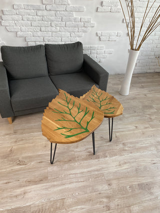 Set of 2 Small Nesting Coffee Tables (Leaves)