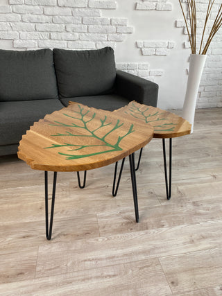 Set of 2 Small Nesting Coffee Tables (Leaves)