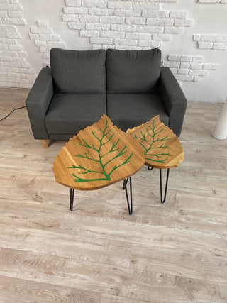 Set of 2 Small Nesting Coffee Tables (Leaves)