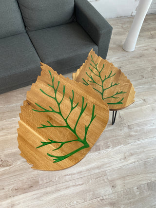 Set of 2 Small Nesting Coffee Tables (Leaves)