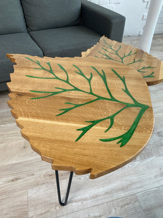 Set of 2 Small Nesting Coffee Tables (Leaves)