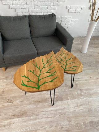 Set of 2 Small Nesting Coffee Tables (Leaves)