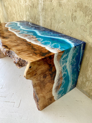 Ocean Wave Epoxidharz Couchtisch