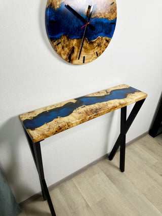 Blue Epoxy River Console Table