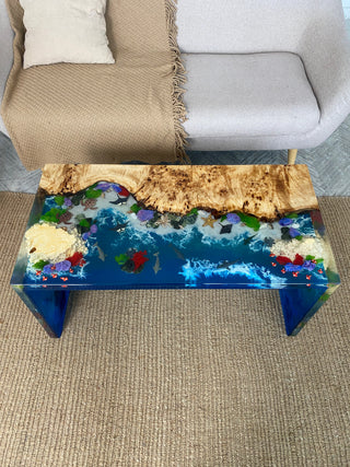 Wasserfall-Couchtisch aus Kunstharz