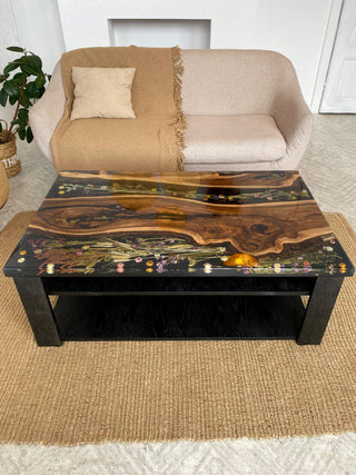 Walnut Epoxy Flower Table
