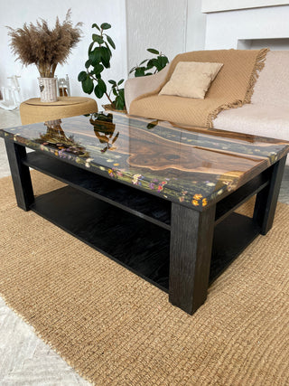 Walnut Epoxy Flower Table