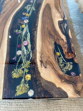 Walnut Epoxy Flower Table