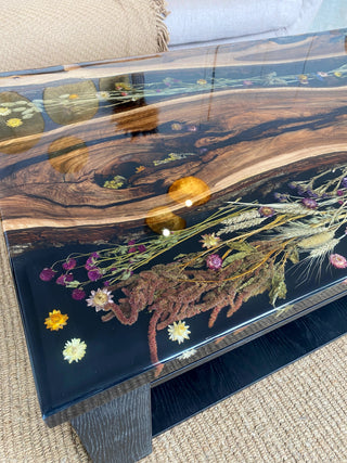 Walnut Epoxy Flower Table