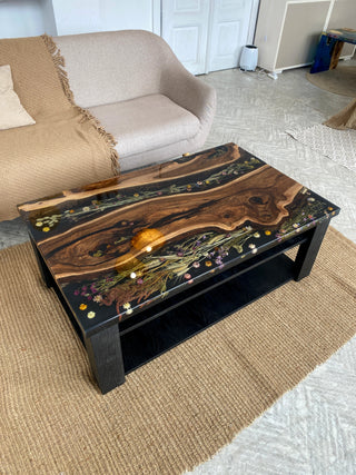 Walnut Epoxy Flower Table