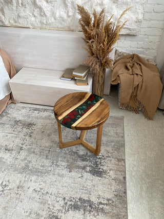 Custom walnut epoxy coffee table D:20", H: 20"