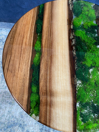 Round Epoxy Coffee Table with Moss
