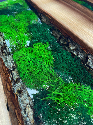 Round Epoxy Coffee Table with Moss