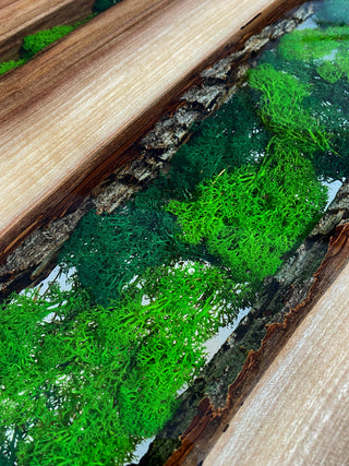 Round Epoxy Coffee Table with Moss