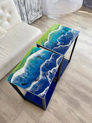 Set of 2 Ocean Resin Coffee Tables