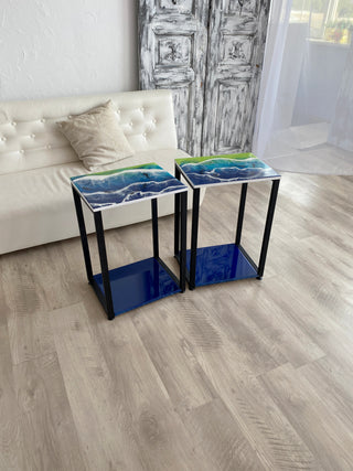 Set of 2 Ocean Resin Coffee Tables