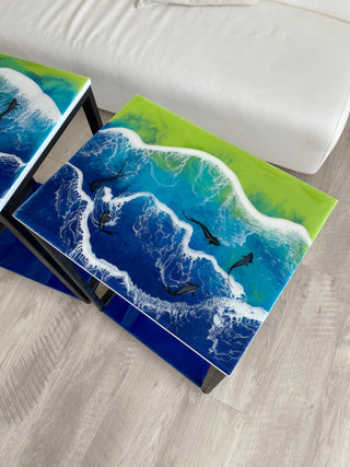 Set of 2 Ocean Resin Coffee Tables