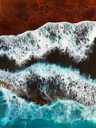 Rechteckiger Epoxidtisch mit Ocean Wave