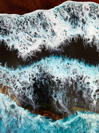 Rectangular Epoxy Table with Ocean Wave