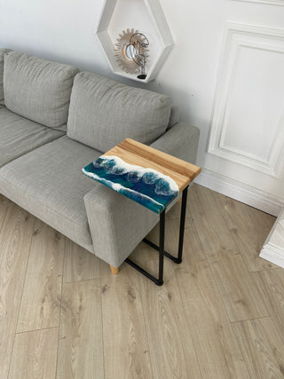 Wood and Epoxy Resin Side Table