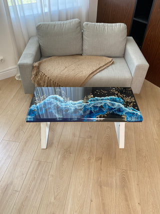 Rechteckiger Couchtisch aus Kunstharz mit Epoxidharz
