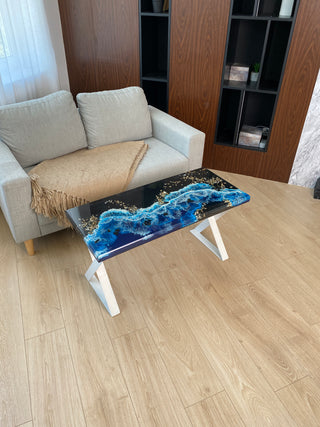 Rechteckiger Couchtisch aus Kunstharz mit Epoxidharz