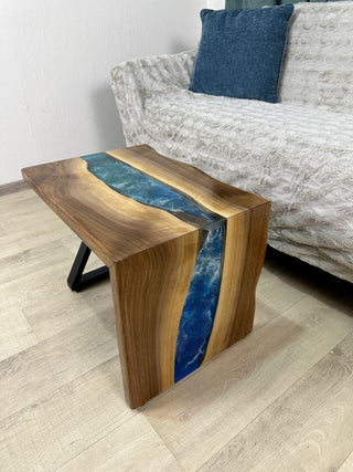 Walnut Wood Waterfall Epoxy Table
