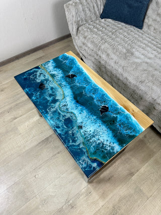 Epoxidtisch mit Strandmotiv