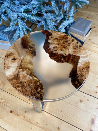Round Wood Table With Clear Epoxy