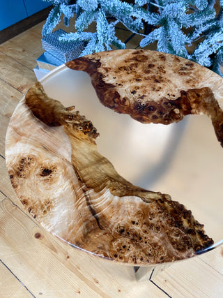 Round Wood Table With Clear Epoxy