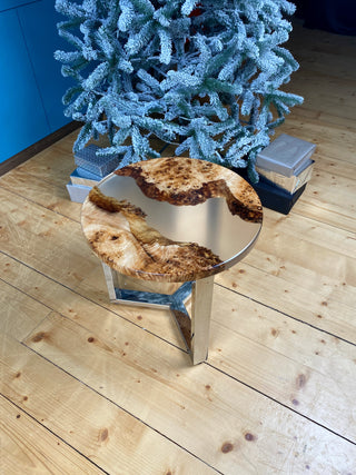 Round Wood Table With Clear Epoxy