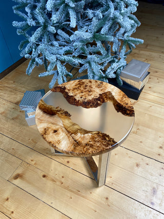 Round Wood Table With Clear Epoxy