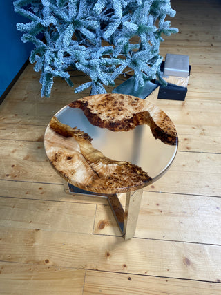 Round Wood Table With Clear Epoxy