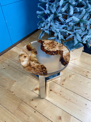 Round Wood Table With Clear Epoxy