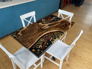 Floral Resin Table with Real Flowers