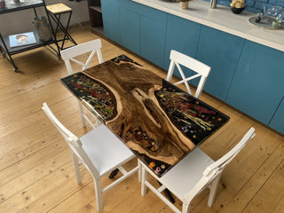 Floral Resin Table with Real Flowers