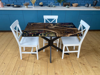 Floral Resin Table with Real Flowers