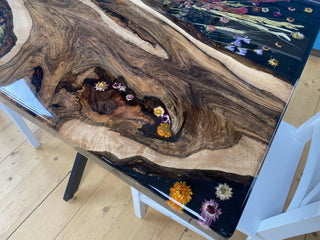 Floral Resin Table with Real Flowers