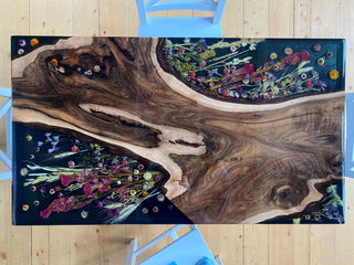 Floral Resin Table with Real Flowers