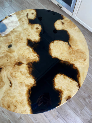 Round Black Epoxy Resin Table Top
