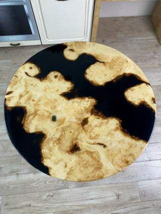 Round Black Epoxy Resin Table Top