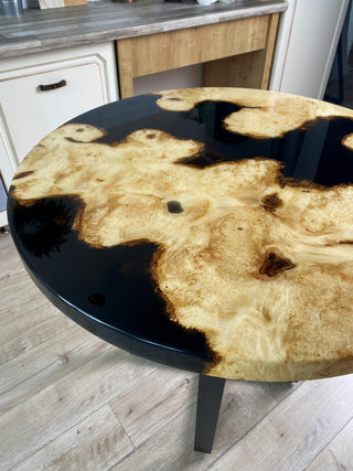 Round Black Epoxy Resin Table Top