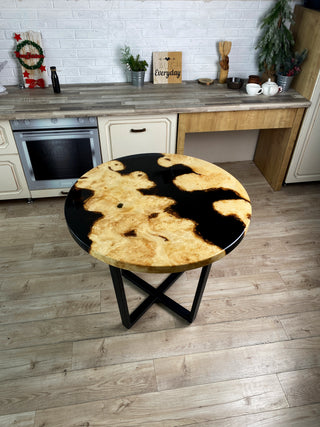 Round Black Epoxy Resin Table Top
