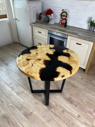 Round Black Epoxy Resin Table Top