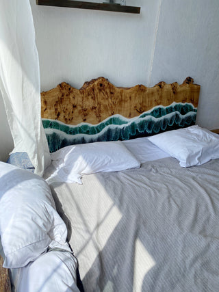 Epoxy Headboard with Turquoise Wave