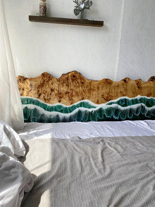 Epoxy Headboard with Turquoise Wave