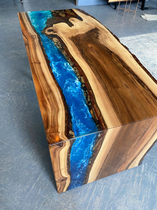 Waterfall Epoxy Wood Dining Table