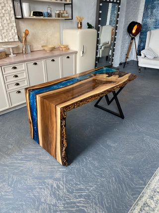 Waterfall Epoxy Wood Dining Table