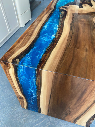 Waterfall Epoxy Wood Dining Table